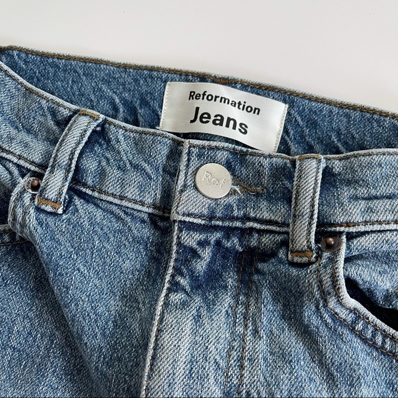 Reformation Seamed Jean High Rise Straight Leg Denim in Palermo Wash Size 23 - Picture 5 of 7
